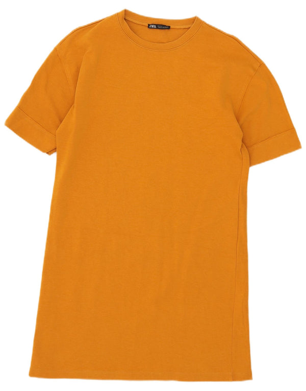 Zara Γυναικείο T-Shirt Φόρεμα UK 10 Small Orange