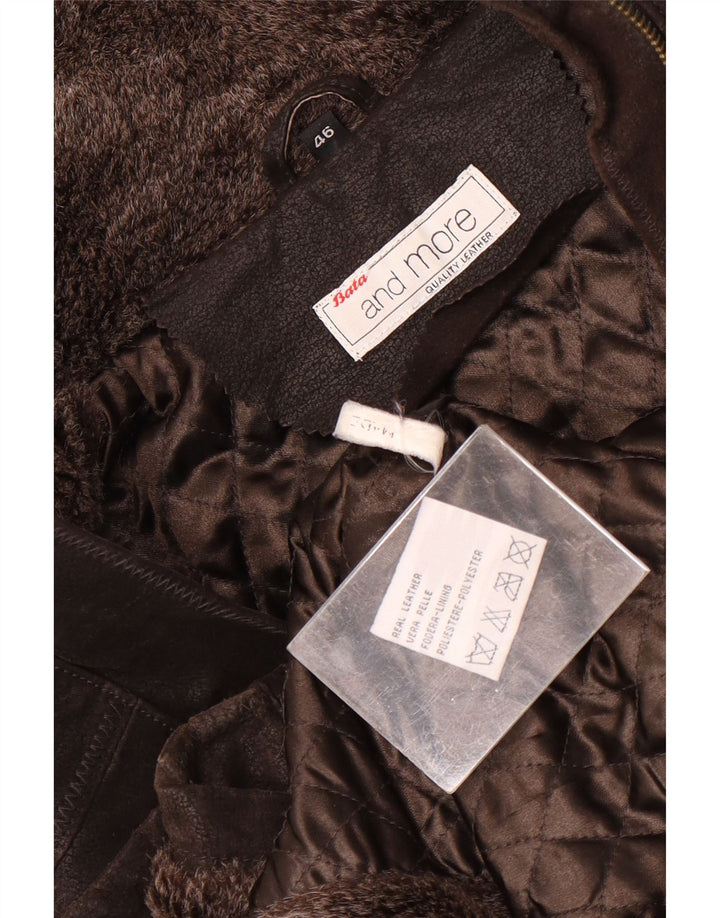 Bata and More Γυναικείο Δερμάτινο Μπουφάν με κουκούλα IT 46 Δερμάτινο μεγάλο καφέ