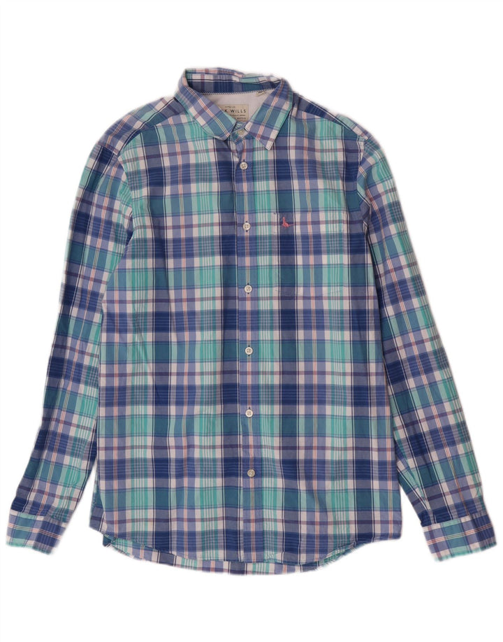 Jack Wills Ανδρικό πουκάμισο Classic Fit Small Blue Check Cotton