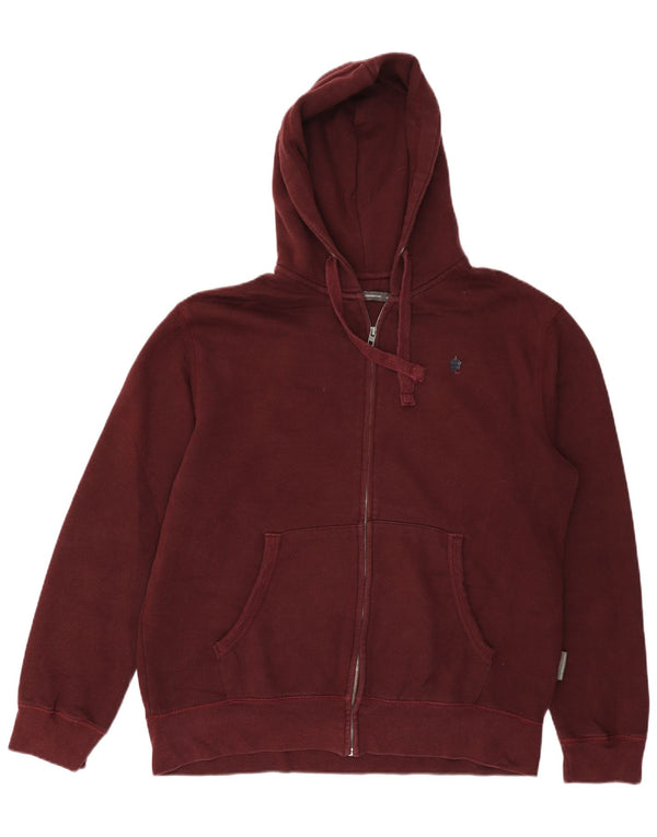 FRENCH CONNECTION Mens Zip Hoodie Sweater XL Burgundy Cotton