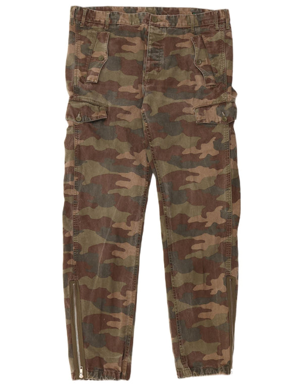 BENETTON Ανδρικά Joggers Cargo Παντελόνια IT 50 Large W36 L32 Khaki Camouflage