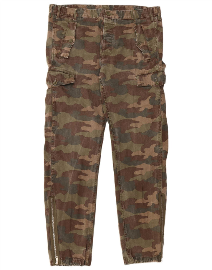 BENETTON Ανδρικά Joggers Cargo Παντελόνια IT 50 Large W36 L32 Khaki Camouflage
