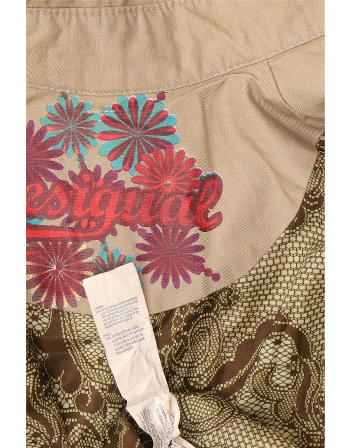 Desigual Γυναικεία καμπαρντίνα με διπλό στήθος EU 38 Medium Beige Floral