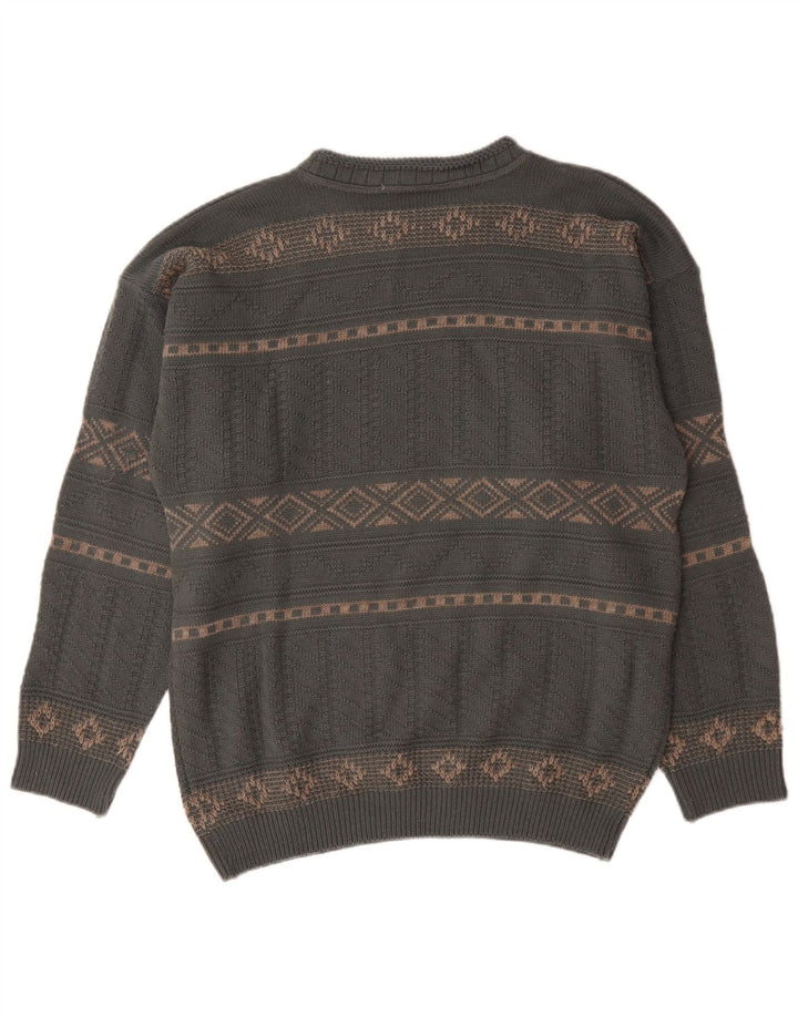 Ανδρικό πουλόβερ Xavier Boat Neck Jumper Medium Grey Geometric Wool