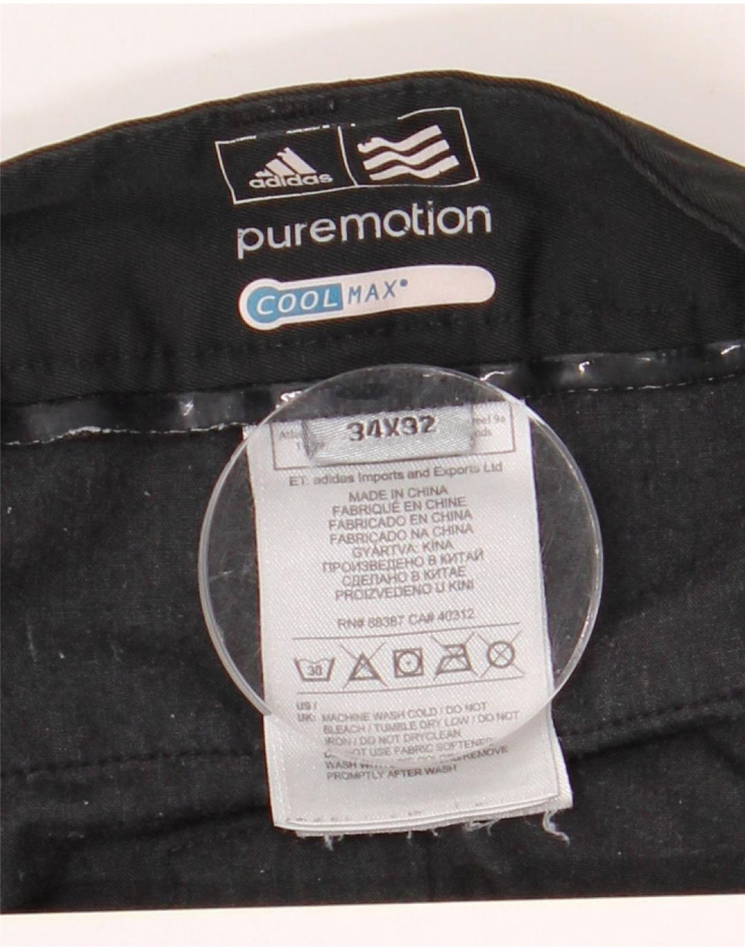 Ανδρικό ίσιο παντελόνι Chino Adidas Coolmax W34 L32 Μαύρο πολυεστέρα