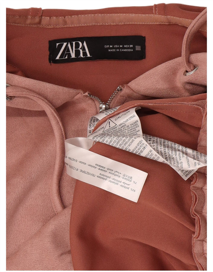 Zara γυναικείο φούτερ με φερμουάρ UK 14 Medium Pink Polyester