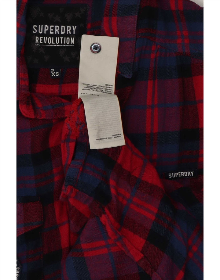 Superdry γυναικείο αμάνικο γραφικό μπλουζάκι UK 2 2XS Red Check