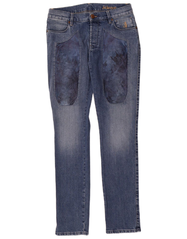 Jeckerson Womens Slim Jeans W30 L32 Blue Tie Dye Cotton