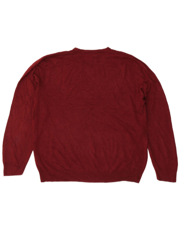 Ανδρικό πουλόβερ Marks & Spencer Blue Harbor V-Neck Jumper 2XL μπορντό