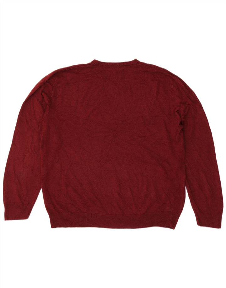 Ανδρικό πουλόβερ Marks & Spencer Blue Harbor V-Neck Jumper 2XL μπορντό