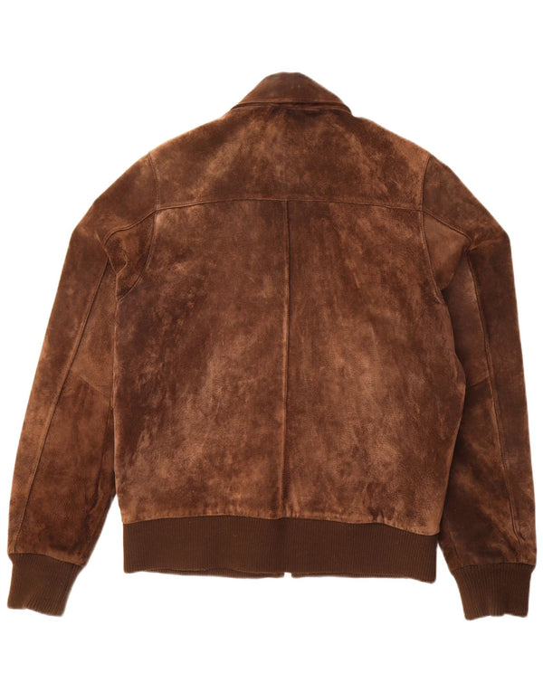 ELVINE Ανδρικό Suede Bomber Jacket UK 42 XL Καφέ Δερμάτινο