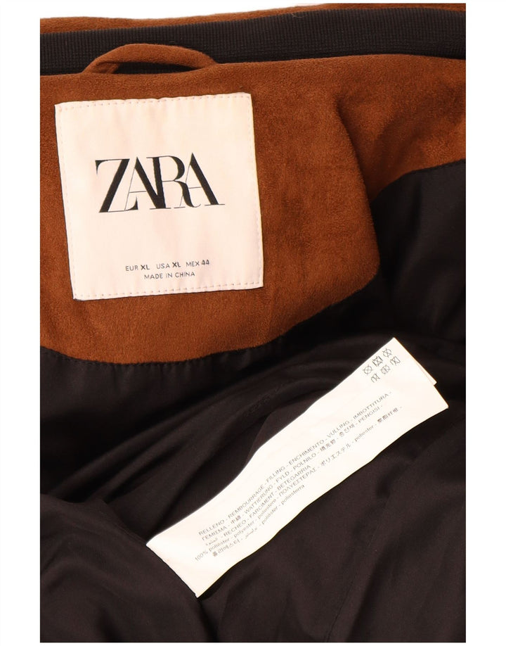 Zara Ανδρικό μπουφάν με επένδυση UK 42 XL καφέ πολυεστέρας