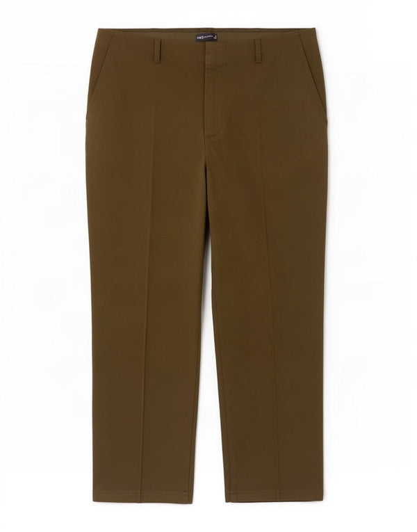 Marks & Spencer Γυναικείο ίσιο casual παντελόνι UK 18 XL W36 L28 Khaki