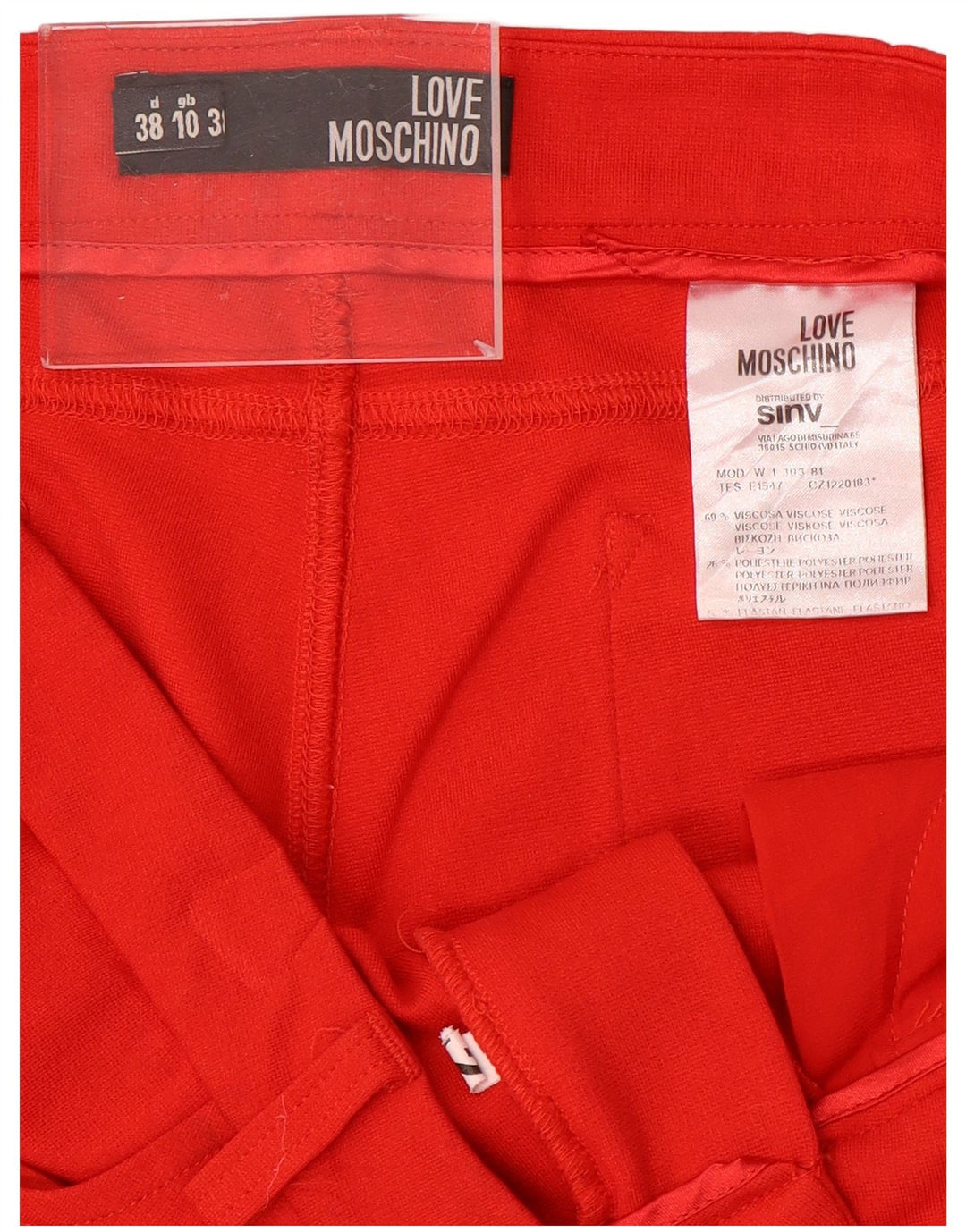 MOSCHINO Γυναικείο Slim Casual Παντελόνι UK 10 Small W32 L30 Red Viscose