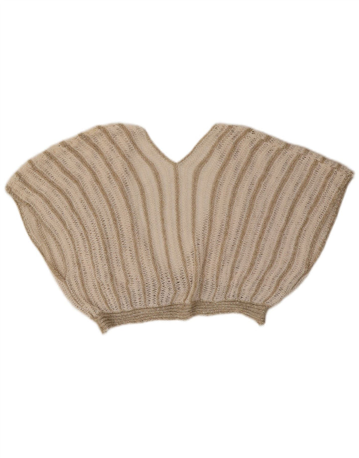 Vintage γυναικεία φούστα 2 τεμαχίων UK 8 Small W26 μπεζ ριγέ ακρυλικό