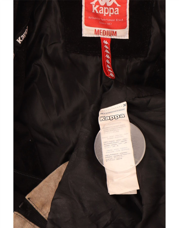 Kappa Mens Graphic Bomber Jacket UK 38 Medium Black Colourblock Cotton