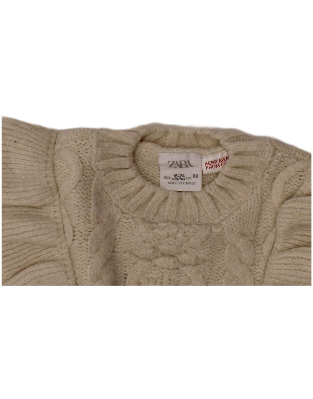 Πουλόβερ ZARA Baby Girls Crew Neck Jumper 18-24 Months Off White