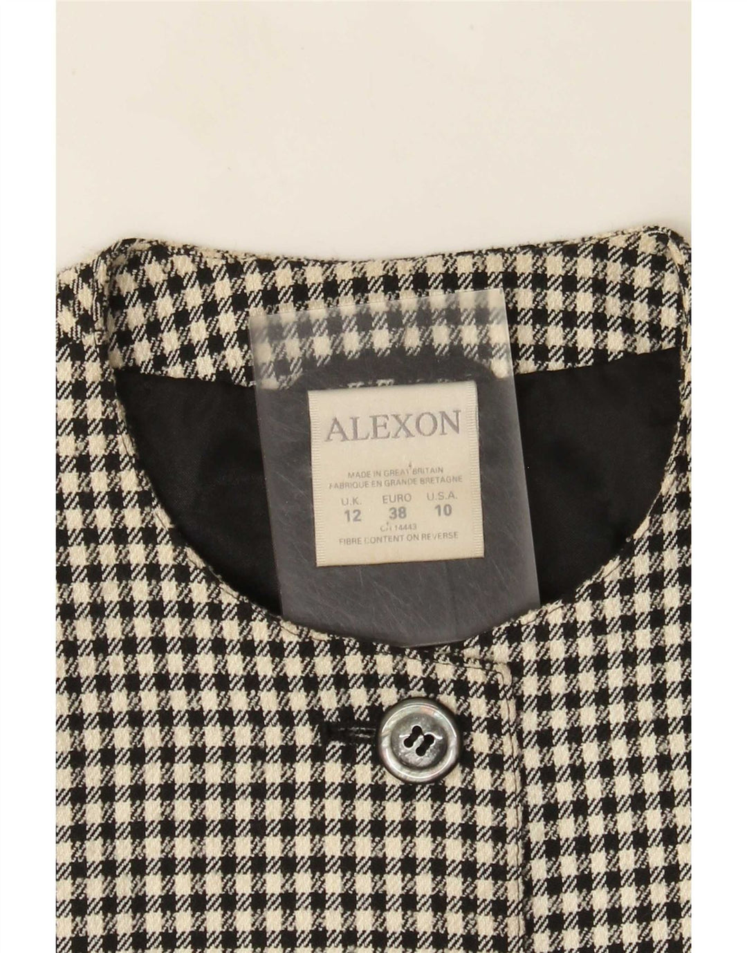 ALEXON Γυναικείο παλτό UK 12 μεσαίο μαύρο Houndstooth Πολυεστέρας