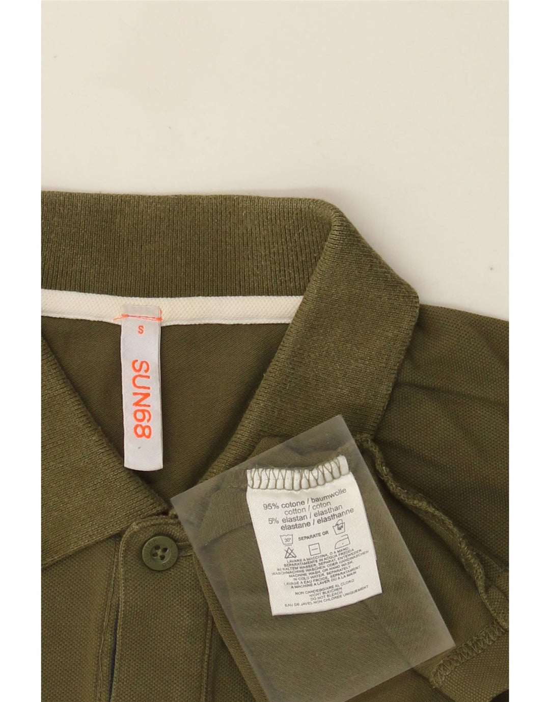 Sun68 Ανδρικό Πόλο Μπλουζάκι Μικρό Χακί Βαμβακερό