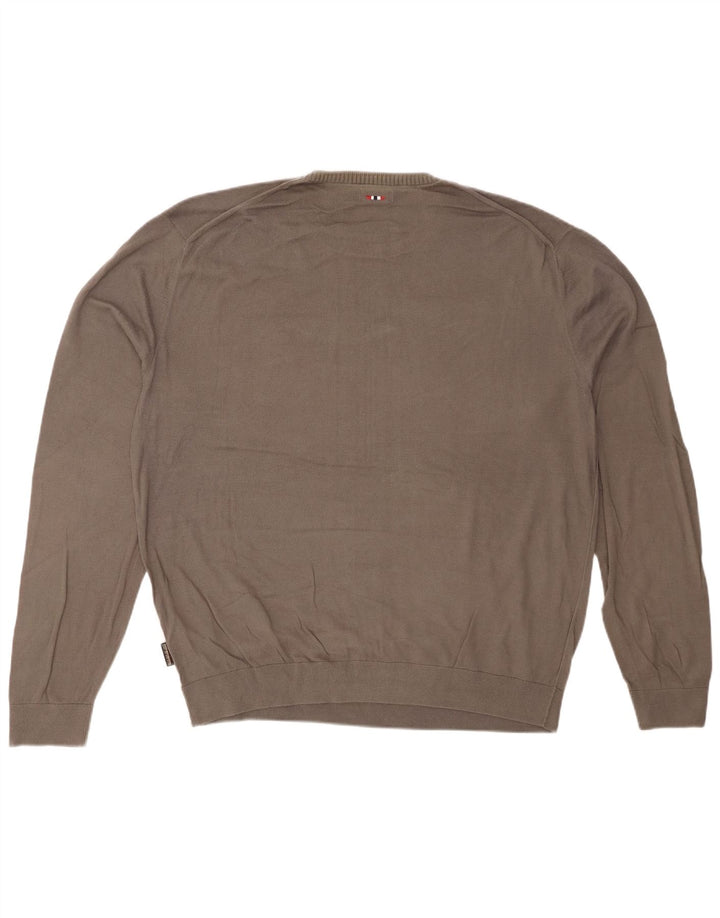 NAPAPIJRI Ανδρικό πουλόβερ με λαιμόκοψη 2XL γκρι βαμβακερό