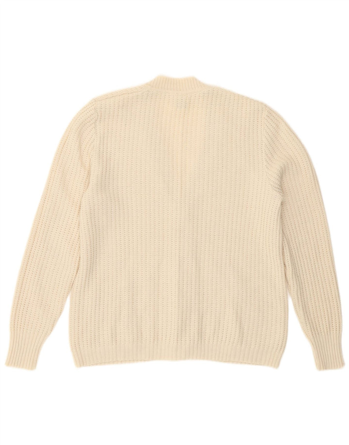 Vintage Γυναικεία Ζακέτα πουλόβερ IT 48 XL Λευκό παρθένο μαλλί