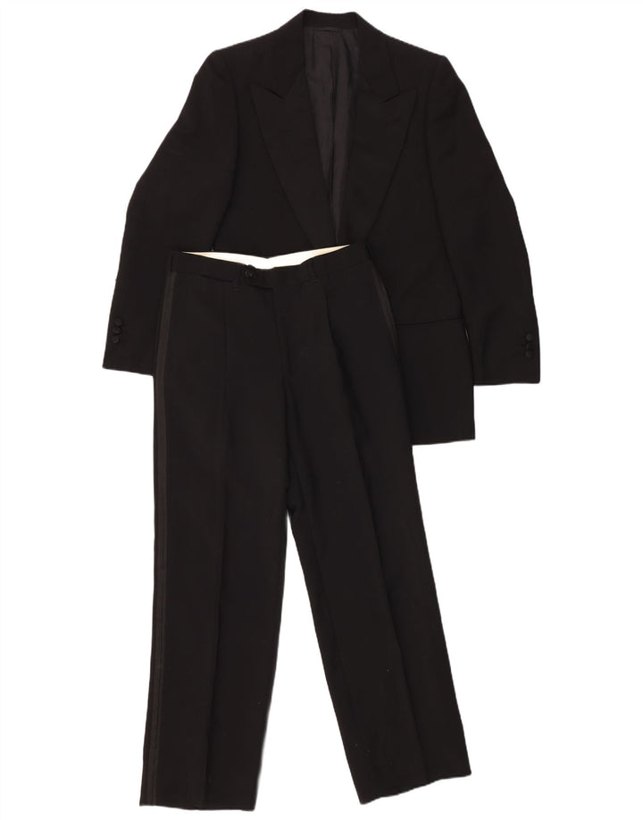 VINTAGE Ανδρικό σετ 1 κουμπιού 2 τεμαχίων IT 46 Small W29 L29 Μαύρο μαλλί