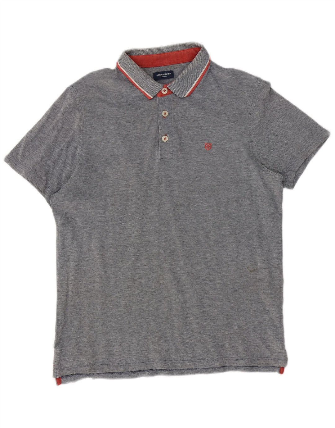 Jack & Jones Ανδρικό πουκάμισο πόλο με μεγάλο γκρι βαμβακερό φλύκταινα