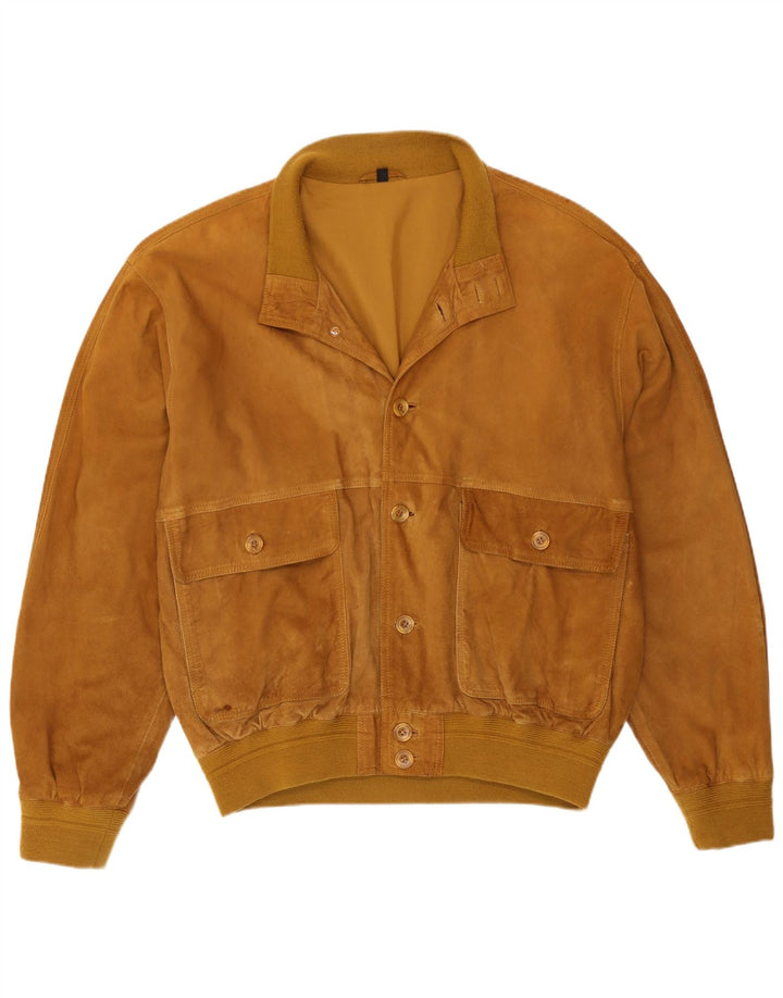 Vintage Ανδρικό Suede Bomber Jacket IT 52 XL Beige Leather
