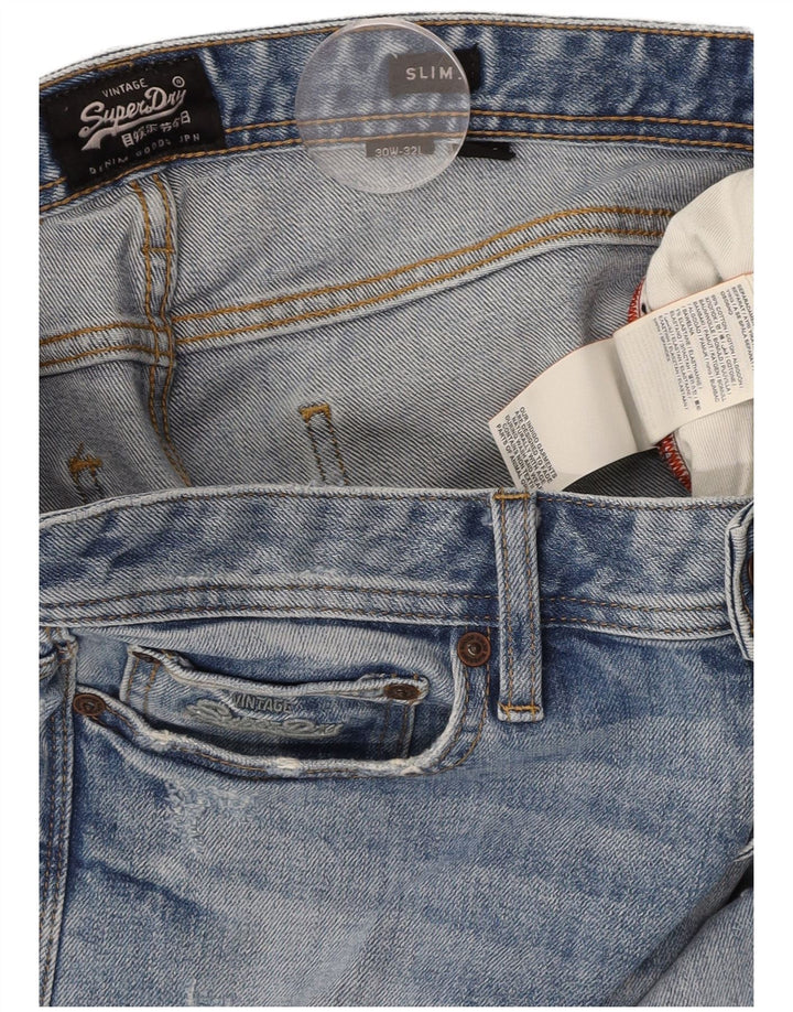 Ανδρικό τζιν SUPERDRY Distressed Slim W30 L32 Μπλε βαμβακερό