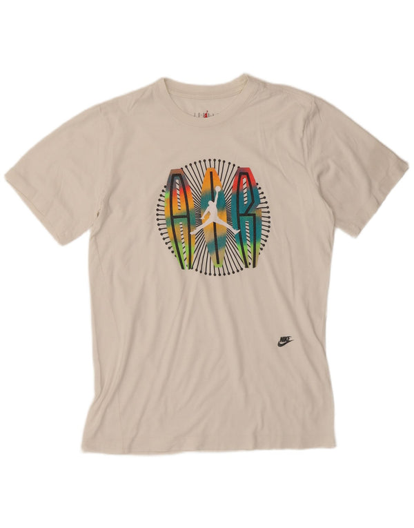 JORDAN Ανδρικό γραφικό T-Shirt Top Μικρό λευκό βαμβακερό