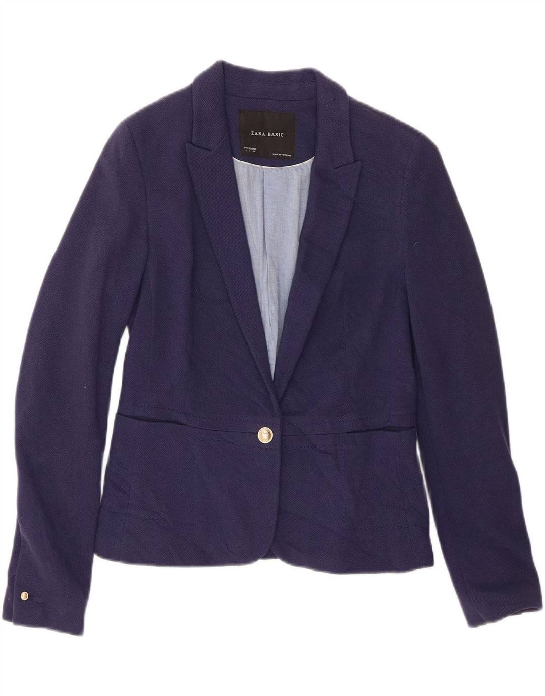 Zara Γυναικείο σακάκι σακάκι με κουμπιά 1 κουμπιών UK 16 μεγάλο navy μπλε βαμβακερό