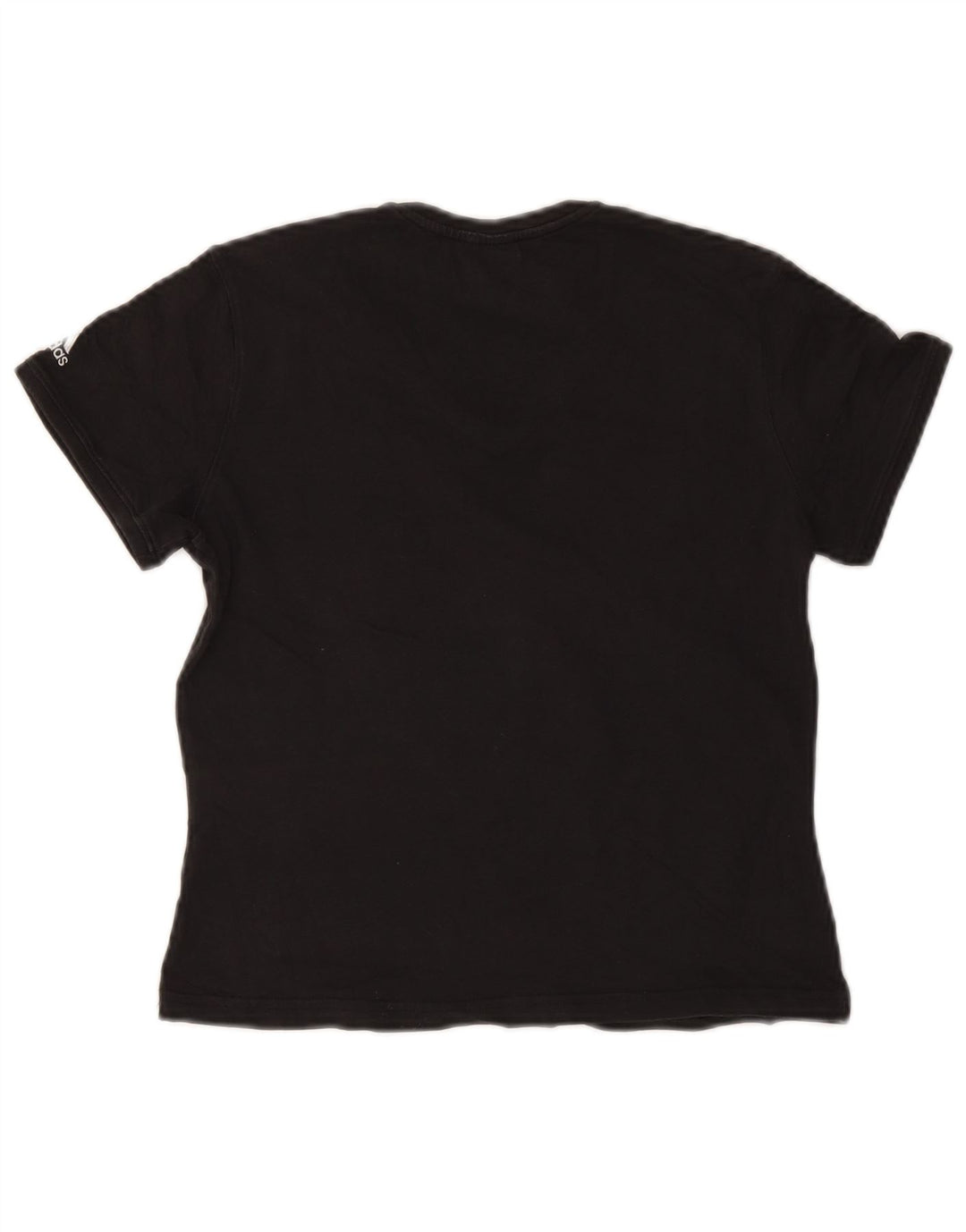 Γυναικείο γραφικό μπλουζάκι ADIDAS τοπ UK 14 μεσαίο μαύρο βαμβακερό