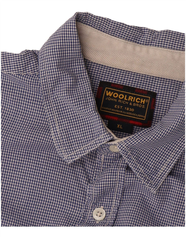 Ανδρικό κοντομάνικο πουκάμισο WOOLRICH XL Navy Blue Gingham