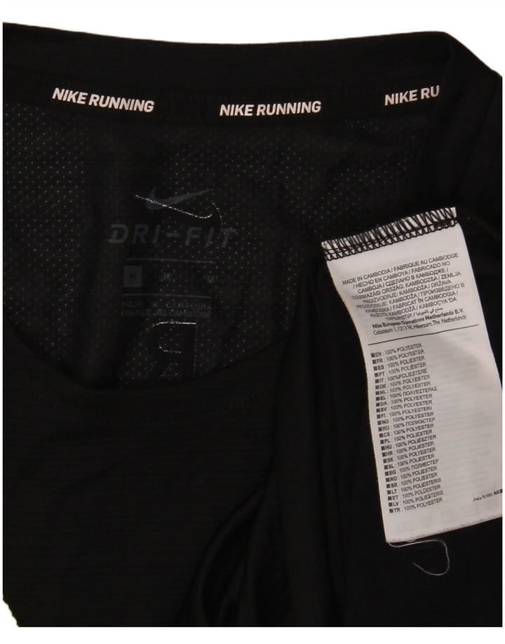 Γυναικείο γραφικό μπλουζάκι NIKE Dri Fit Τοπ μεσαίου μαύρου πολυεστέρα