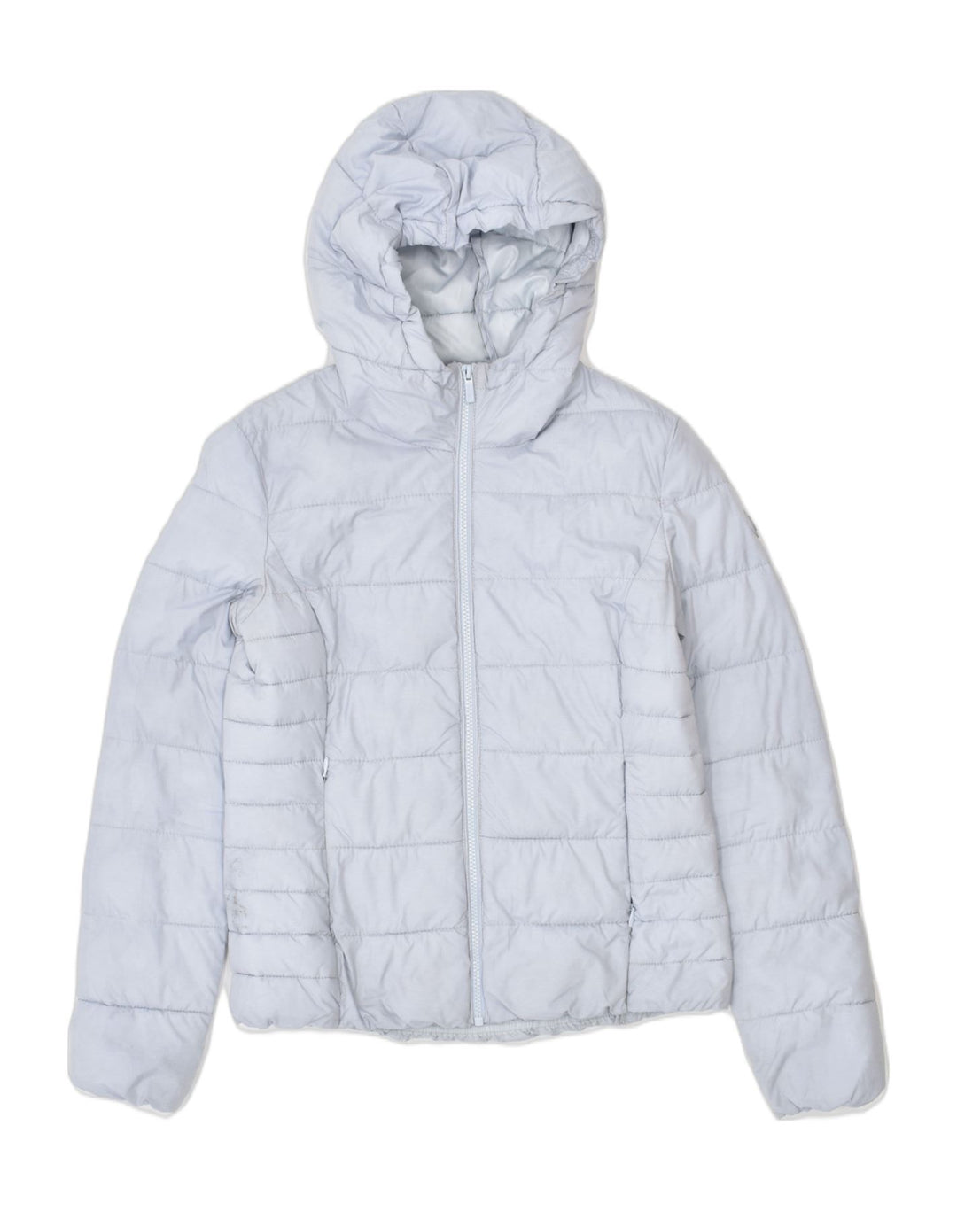 DACK'S Womens Hooded Padded Jacket UK 8 Small Grey Polyester | Vintage | Thrift | Second-Hand | Used Clothing | Messina Hembry 