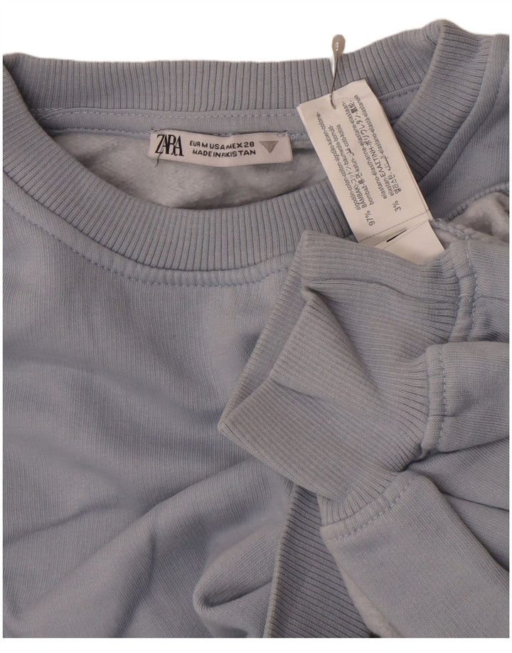 Zara Γυναικεία φούτερ Crop Jumper UK 14 Medium Grey Cotton