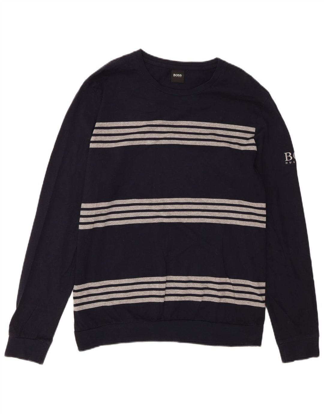 Ανδρικό μακρυμάνικο HUGO BOSS Βαμβακερό μεσαίο μπλε ναυτικό ριγέ