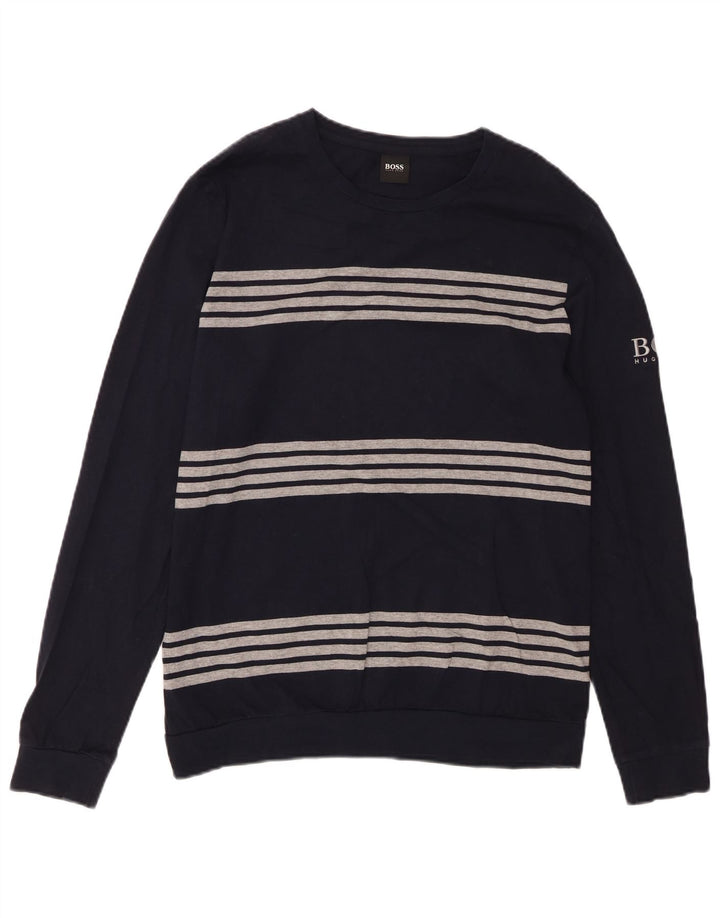 Ανδρικό μακρυμάνικο HUGO BOSS Βαμβακερό μεσαίο μπλε ναυτικό ριγέ