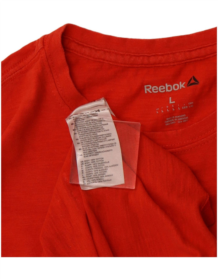 Ανδρικό γραφικό T-Shirt REEBOK Top μεγάλο πορτοκαλί βαμβακερό