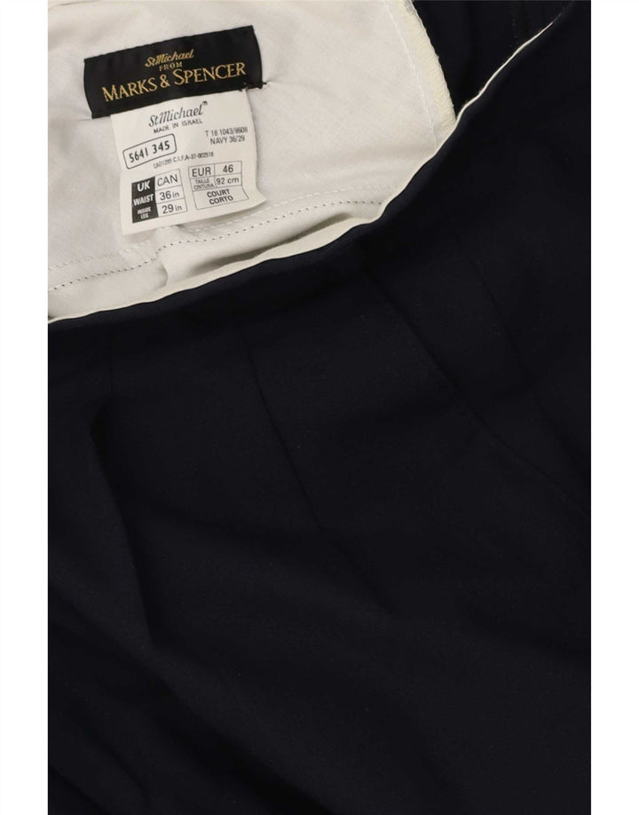 Marks & Spencer Ανδρικό παντελόνι με καρφίτσα W36 L29 Navy Blue Polyester