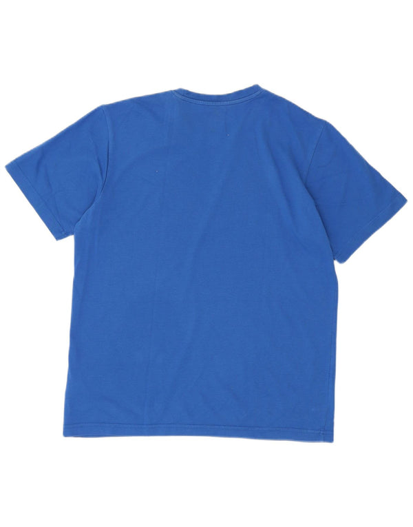 Adidas Ανδρικό γραφικό T-Shirt Climalite Top από μεσαίο μπλε βαμβακερό