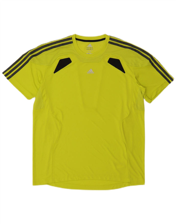 Adidas Ανδρικό T-Shirt Climacool Top Large Yellow Colorblock Πολυεστέρας
