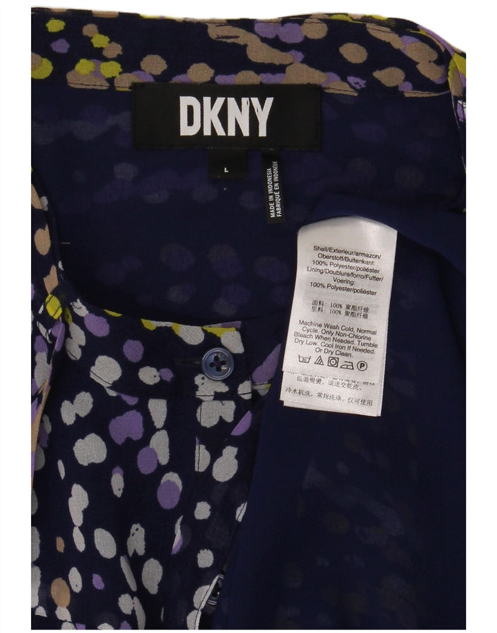 Dkny Γυναικείο πουκάμισο με βολάν μπλούζα UK 16 Large Navy Blue Spotted