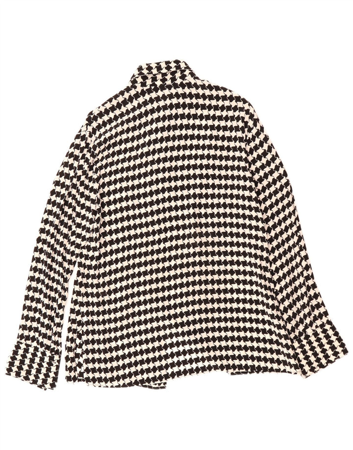 VINTAGE Γυναικείο Πουκάμισο Μπλούζα IT 46 Μεγάλη Μαύρη Βισκόζη Houndstooth