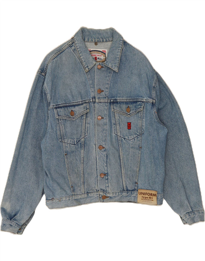 UNIFORM Mens Denim Jacket UK 40 Large Blue Vintage Uniform and Second-Hand Uniform from Messina Hembry 