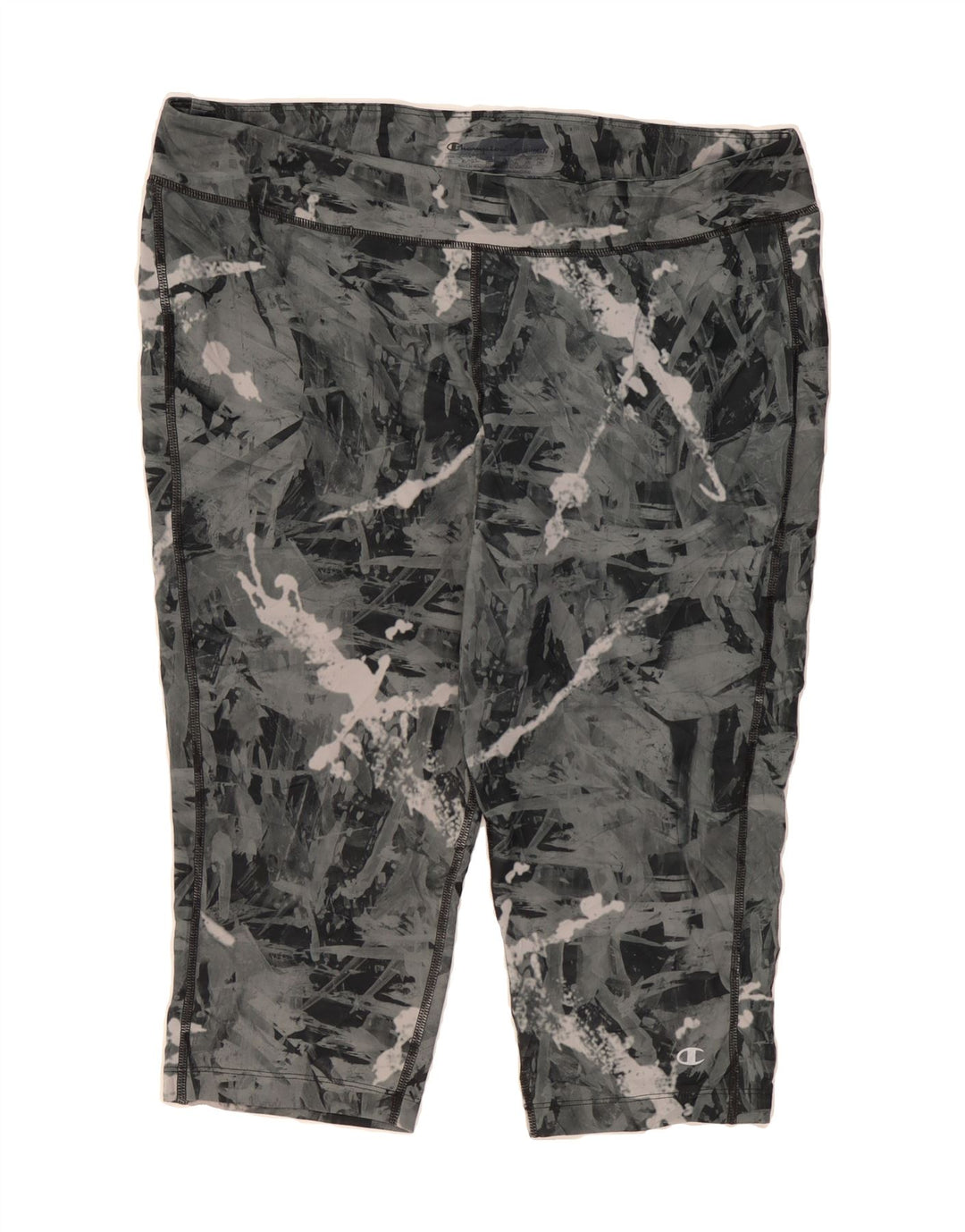 CHAMPION Womens Abstract Pattern Capri Leggings UK 18 XL  Grey Polyester Vintage Champion and Second-Hand Champion from Messina Hembry 