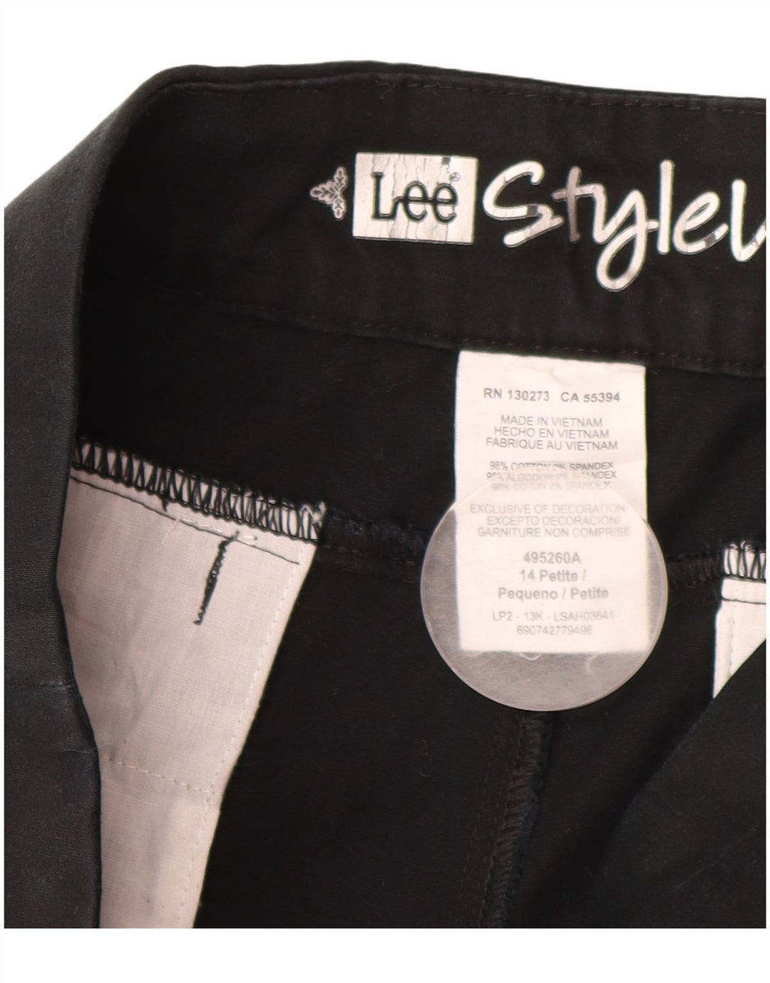 Γυναικείο Petite Straight Casual Παντελόνι LEE US 14 XL W34 L29 μαύρο βαμβακερό