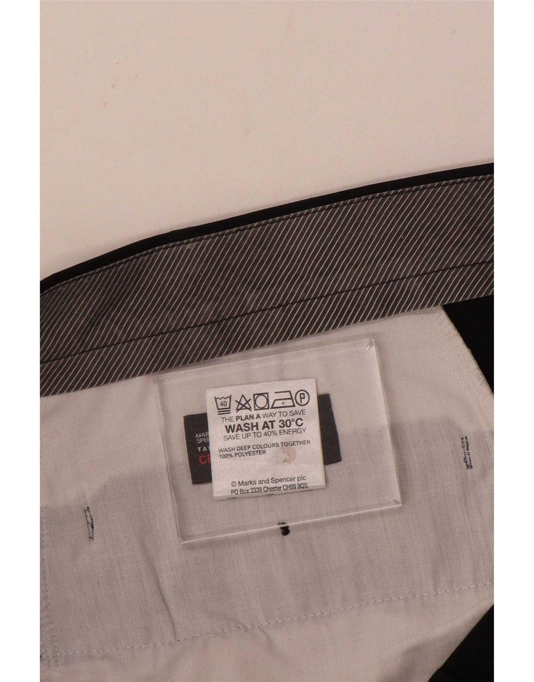 Marks & Spencer Ανδρικό παντελόνι με καρφίτσα W40 L33 Navy Blue Polyester