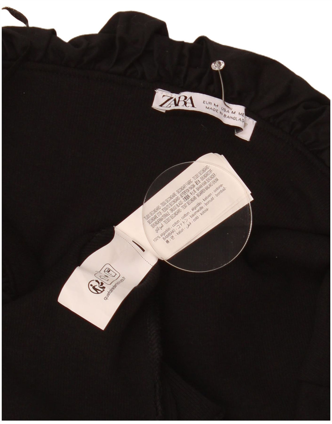 Zara Γυναικείο φόρεμα Off Shoulder UK 12 Μεσαίο μαύρο βαμβακερό