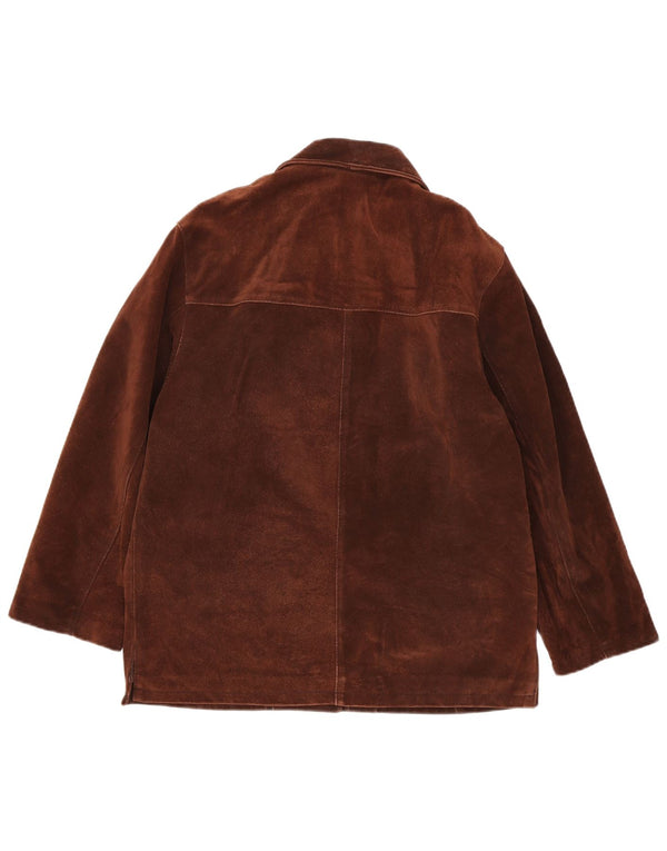 Braschi Womens Oversized 4 Button Suede Blazer Jacket IT 42 Medium Brown